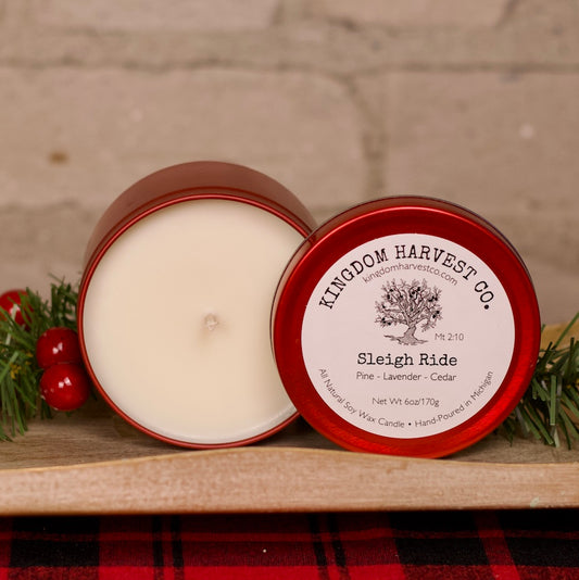 Sleigh Ride Candle - Red Tin