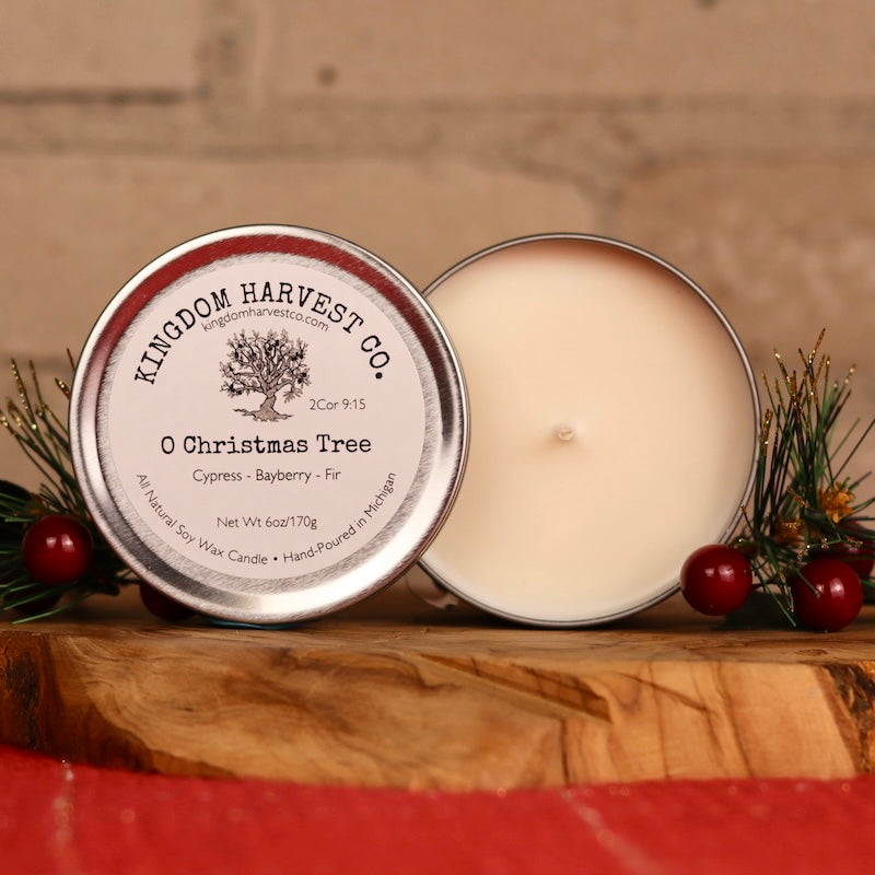 O Christmas Tree Candle - Silver Tin