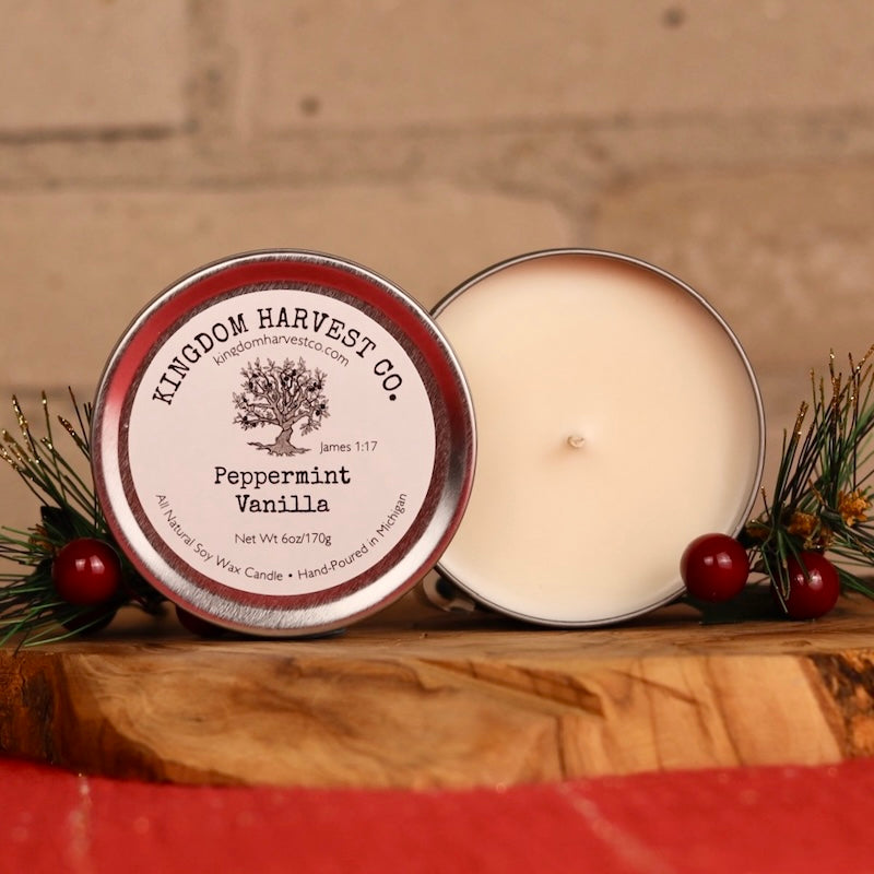 Peppermint Vanilla Candle - Silver Tin