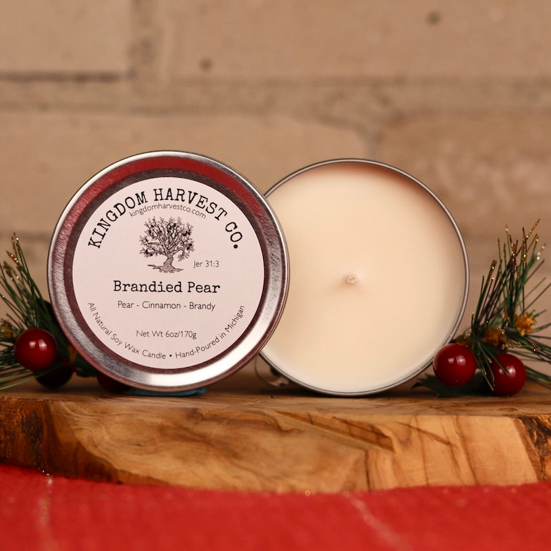 Brandied Pear Candle- Silver Tin