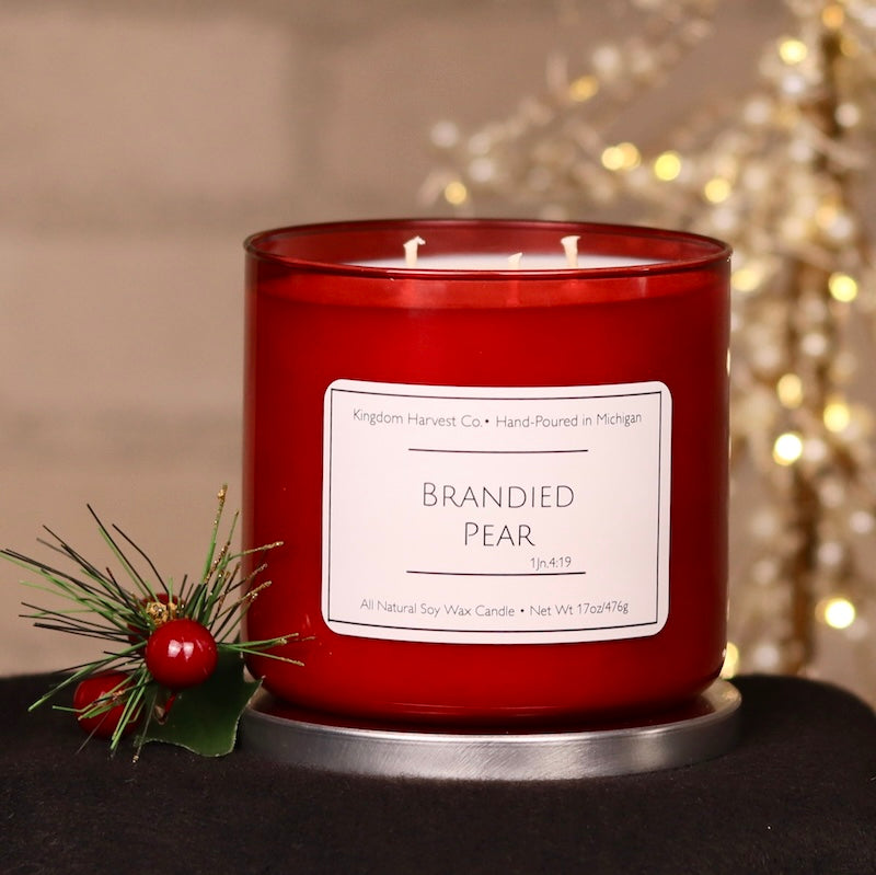 Brandied Pear- Red 3-Wick